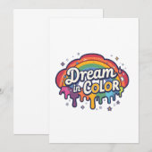 Traum in Farbe | Regenbogen-Positiv-Zitat Einladung (Vorne/Hinten)