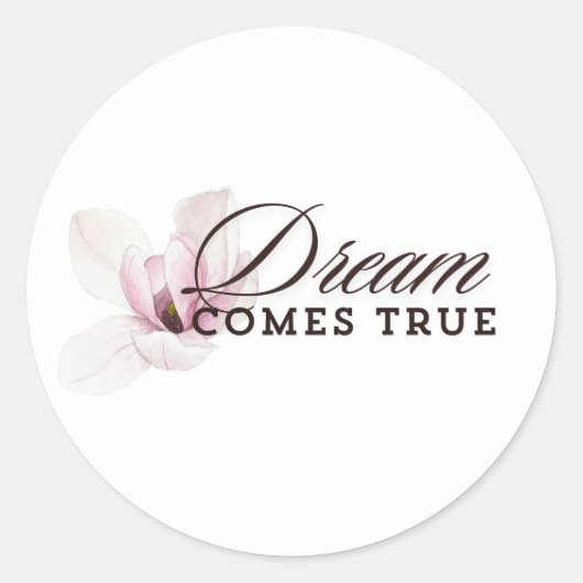 Traum ist wahr - Weiche rosa und weiße Flora Runder Aufkleber (Vorderseite)
