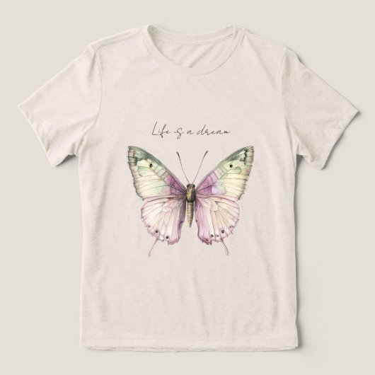 Traum Lila grüner Schmetterling Tri-Blend Shirt (Design Vorderseite)