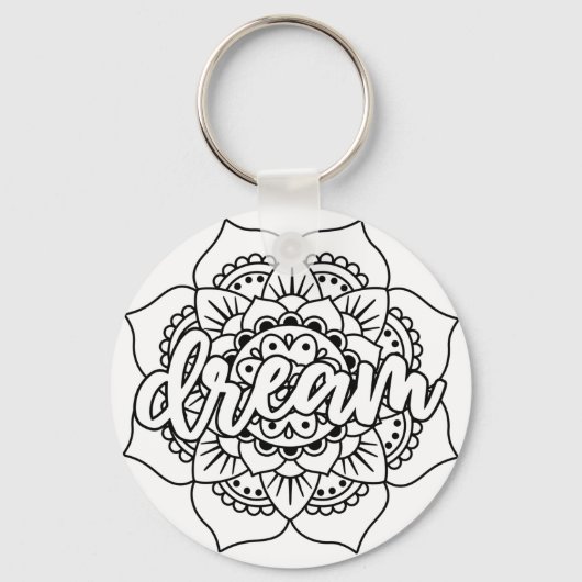 Traum Mandala Black & White Schlüsselanhänger (Vorderseite)