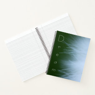 "Traum" mit dem Hintergrund des Wispy Dandelion Fl Notizblock