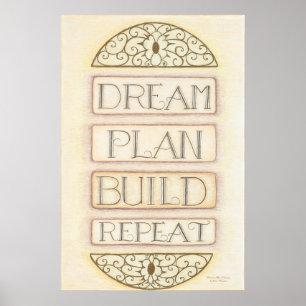 Traum Planen Bauen Wiederholen Wandkunst Poster