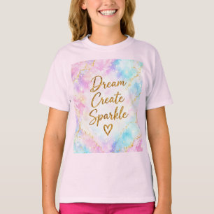 Traum Schaffen Funkeln Pastell Wasserfarbe Gold Ro T-Shirt
