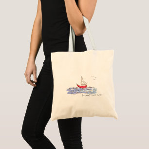Traum Segel Live Meer Boot Möwen Skizze Tote Bag Tragetasche