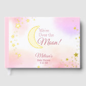 Traum über dem Mond Pink Girl Baby Dusche Gästebuch (Vorderseite)