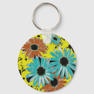 Traum von Daisies Button Key Ring Schlüsselanhänger