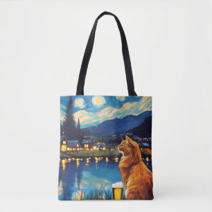 Traum von Hopfen und Sternen   Cat Starry Night Tasche