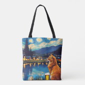 Traum von Hopfen und Sternen | Cat Starry Night Tasche (Rückseite)
