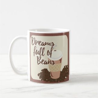 Traum von Kaffeebohnen Niedliche Java-Illustration Kaffeetasse