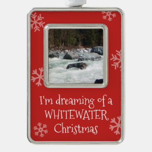Traum von Whitewater Christmas Custom Foto Rahmen-Ornament Silber