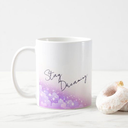 "Träum weiter" Inspirierende Kaffeetasse (Mit Donut)