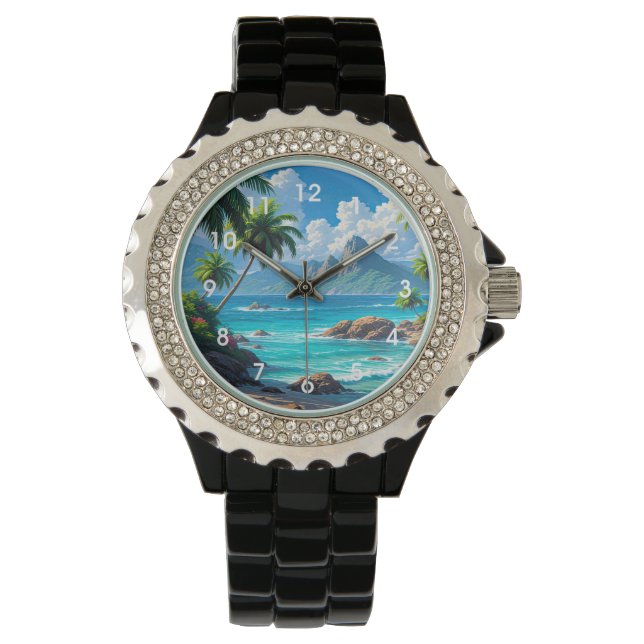 Träum weiter, tropisches Paradies, Armbanduhr (Vorderseite)