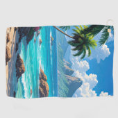 Träum weiter, tropisches Paradies, Golfhandtuch (Horizontal)