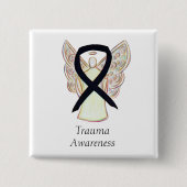 Trauma Awareness Black Ribbon Custom Button Button (Vorderseite)