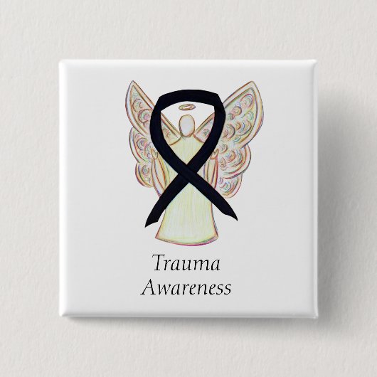 Trauma Awareness Black Ribbon Custom Button Button (Vorderseite)