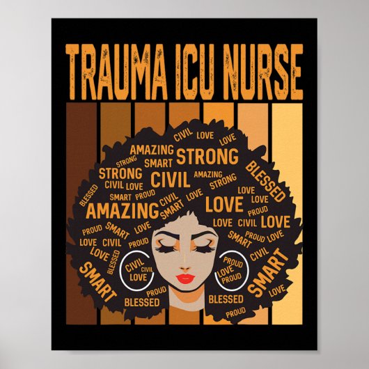 Trauma Icu Nurse Powerful Black History Month Blac Poster (Vorne)