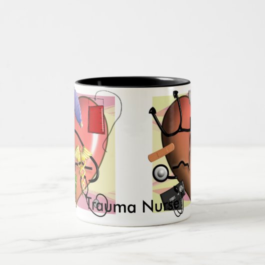 Trauma-Krankenschwester-Kunst-Geschenke Zweifarbige Tasse (Mittel)