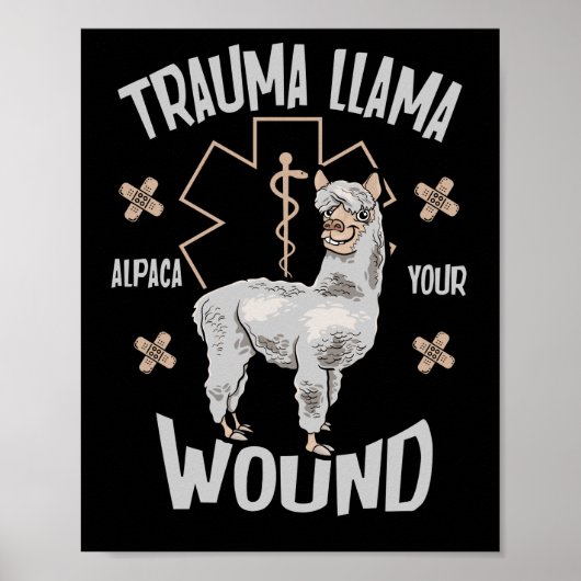 Trauma Llama EMT Design Medic EMS Alpaca Poster (Vorne)