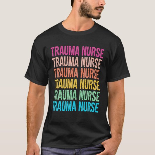Trauma Nurse Retro Rainbow Graphic Men Women T-Shirt (Vorderseite)