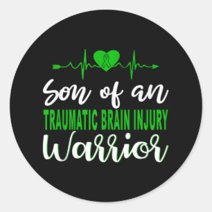 Traumatic Brain Injury Awareness Heartbeat Grün P Runder Aufkleber