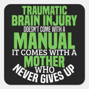 Traumatic Brain Injury Awareness T Shirt TBI Aware Quadratischer Aufkleber