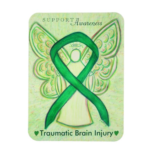 Traumatic Brain Injury TBI Awareness Ribbon Magnet (Vertikal)