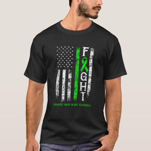 Traumatic Brain Injury Warrior US Flag T-Shirt (Vorderseite)