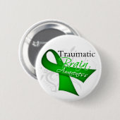 Traumatisches Brain Injury Injury Awareness Ribbon Button (Vorne & Hinten)