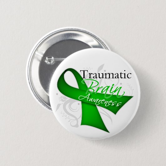 Traumatisches Brain Injury Injury Awareness Ribbon Button (Vorne & Hinten)