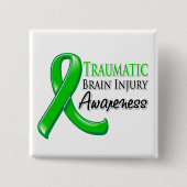 Traumatisches Brain Injury Injury Awareness Ribbon Button (Vorderseite)