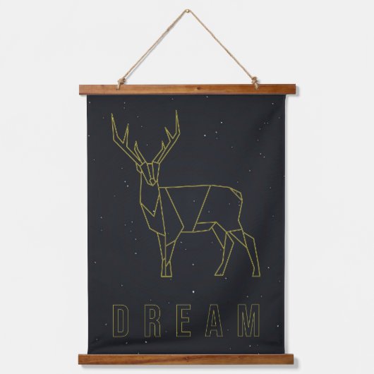 Traumbejahung Plakat Gelben Origami Hirsch Wandteppich Mit Holzrahmen (Vorderseite)
