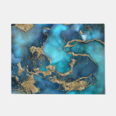 Traumblau Aquamarin und Gold Fußmatte (Vorderseite)