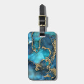 Traumblau Aquamarin und Gold Gepäckanhänger (Vorderseite vertikal)