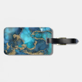 Traumblau Aquamarin und Gold Gepäckanhänger (Rückseite horizontal)