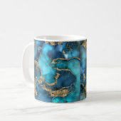 Traumblau Aquamarin und Gold Kaffeetasse (Vorderseite Links)