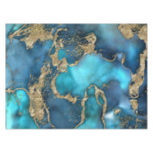 Traumblau Aquamarin und Gold Tischdecke (Vorderseite (Horizontal))