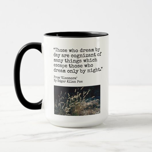 "Traumby Day", Zitat von Edgar Allen Poe, Tasse (Links)