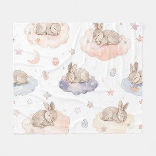 Träumchen-Hasen-Wolken-Babydecke   Schlafender Has Fleecedecke