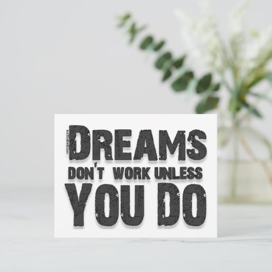 Träume arbeiten nicht postkarte (Stehend Vorderseite)