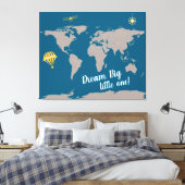 Träume Big Little One! World Map Kinderzimmer Art Leinwanddruck (Insitu (Schlafzimmer))