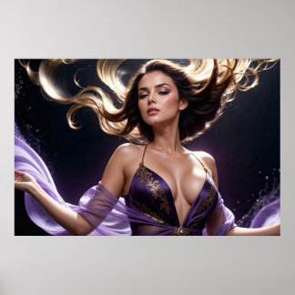 Träume der verführerischen Frau der violetten Gewä Poster