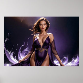 Träume der verführerischen Frau der violetten Gewä Poster