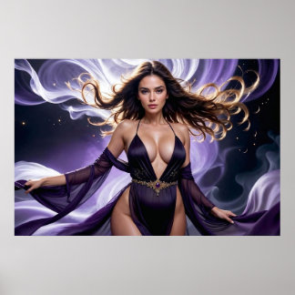Träume der verführerischen Frau der violetten Gewä Poster