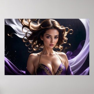 Träume der verführerischen Frau der violetten Gewä Poster