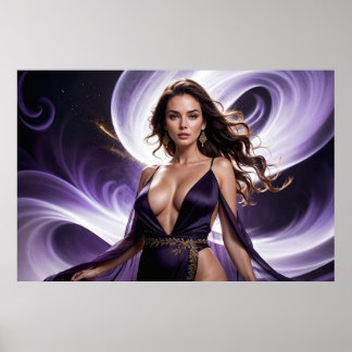 Träume der verführerischen Frau der violetten Gewä Poster