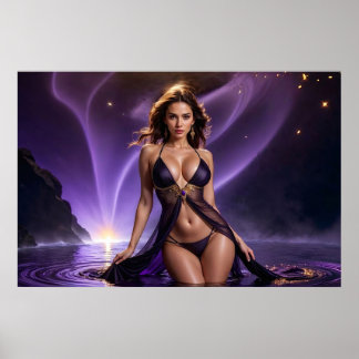 Träume der verführerischen Frau der violetten Gewä Poster