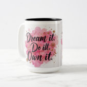 Träume es! Mach es. Eigene IT" Zweifarbige Tasse (Vorderseite Links)