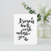 Träume funktionieren nur, wenn - Inspirationskarte Postkarte (Stehend Vorderseite)