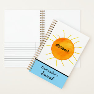 Träume Gelb Orange Sonne Name Blau Tagebuch Notizblock