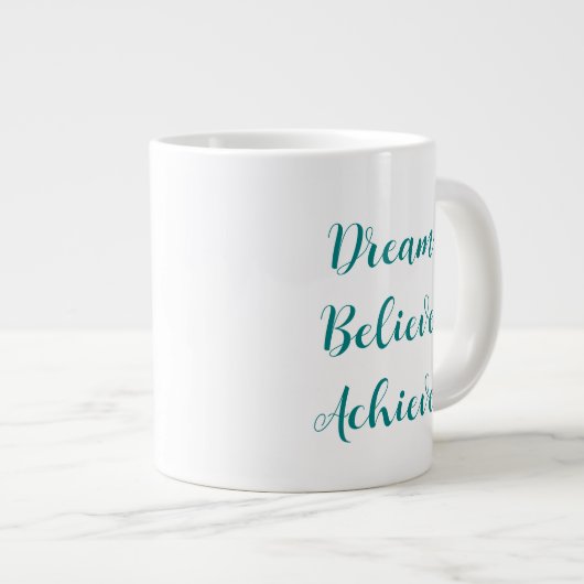 Träume glauben, Aquamarines Skriptangebot zu erhal Jumbo-Tasse (Vorderseite Rechts)